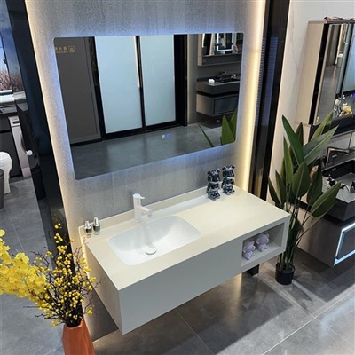 Meuble de salle de bain contemporain en ardoise avec lavabo en céramique
