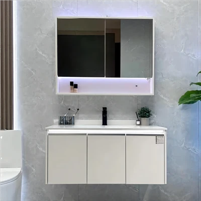 Comment réparer une armoire en bois massif de salle de bain endommagée ?